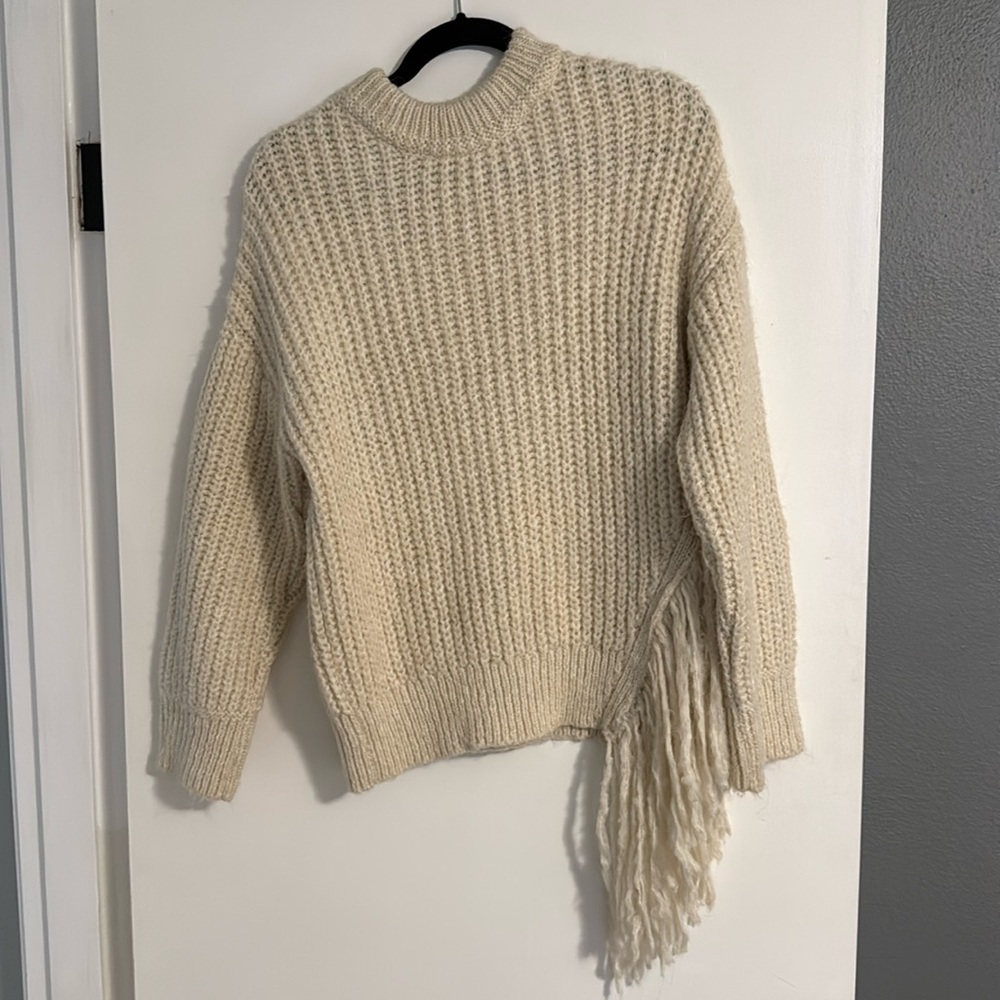 Cream Fringe Sweater